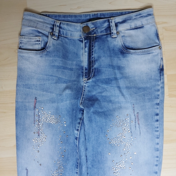 Tricotto Rhinestone Bling Embellished Jeans - Picture 2 of 10